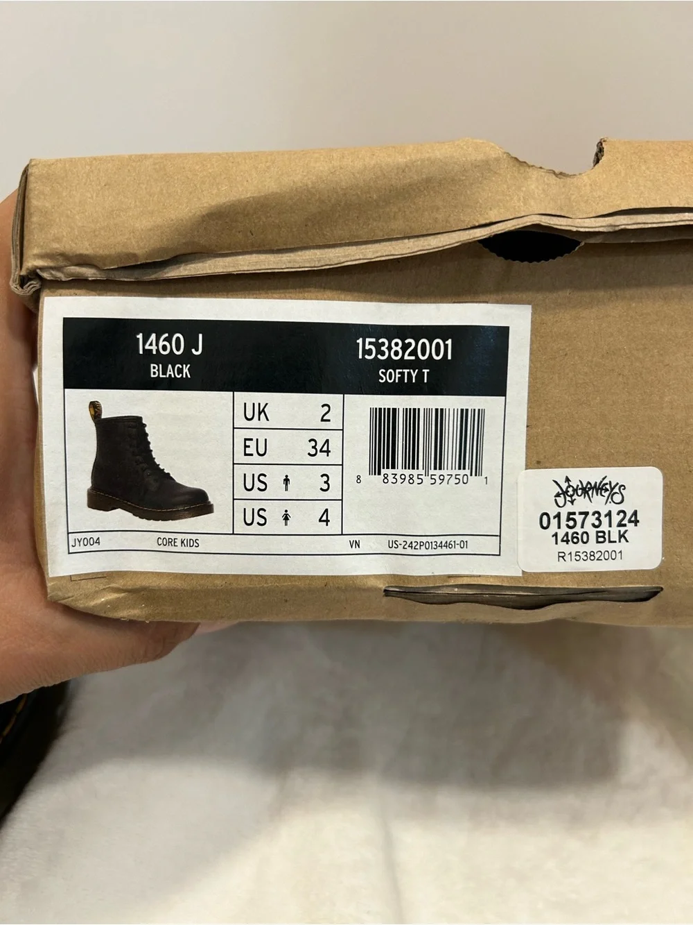 Dr. Martens 1460 J Softy T Black Leather Boots Kids US 3 EU 34